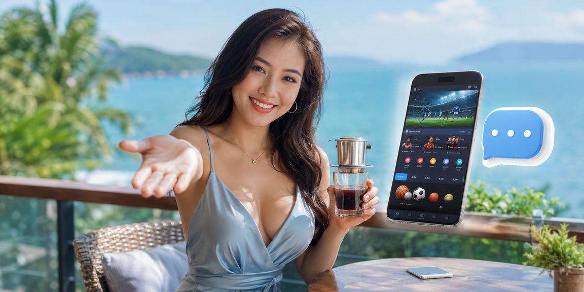 Người dùng xem xổ số trực tuyến tại Phú Quốc bên ly cà phê buổi sáng